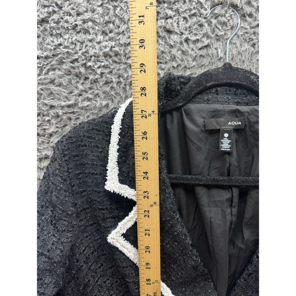 NWT Aqua Double Breasted Tweed‎ Tipped Trim Blazer Black Womens Size S - Picture 11 of 12